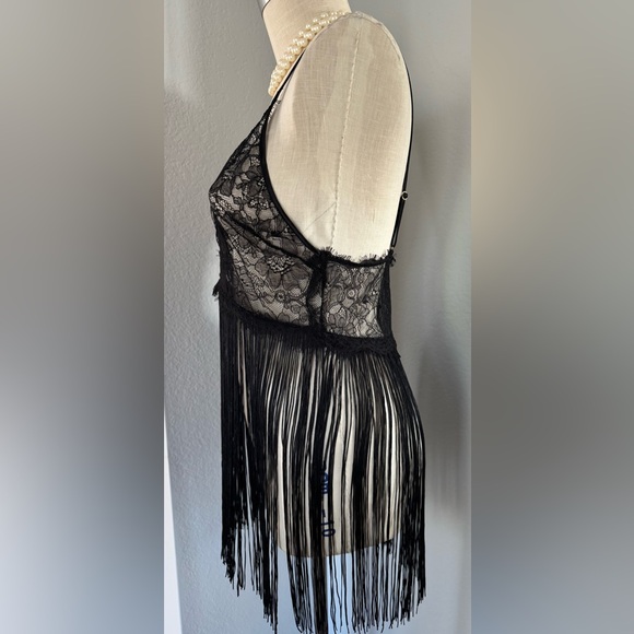 Fringe Chemise Victoria Secret Large Black - Picture 2 of 10